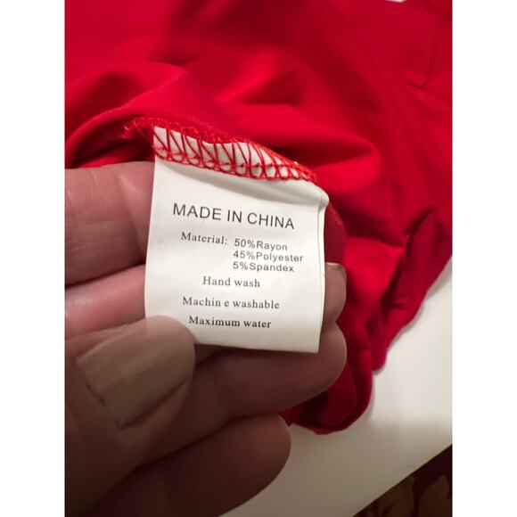 Sarin Mathews Deep V Neck Ruched Bodycon Long Sleeve Mini Dress Red NWT Size XL - Picture 9 of 9